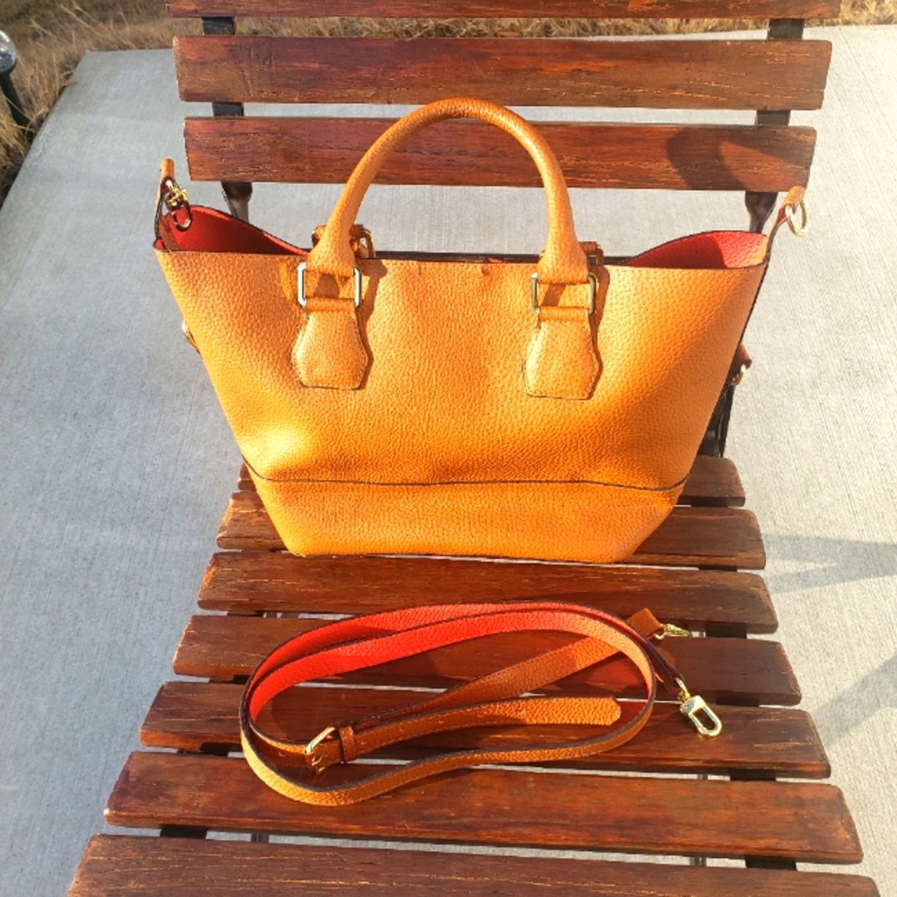 Faux Leather Purse / Tote - Caramel - Ladies - very gently used